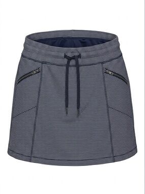 Athleta Striped Drawstring Skort M Navy White Tennis Golf Athletic Zipper Pkts